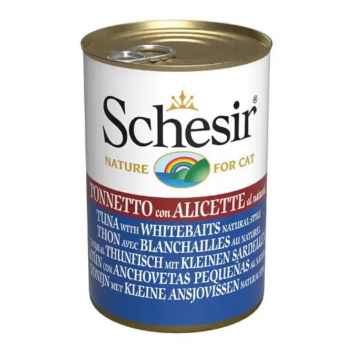 Schesir Cat Can - Wet Food Tuna with Whitebaits - (Min Order 140g - 24pcs)[Weight - 140g] - Shopivet.com
