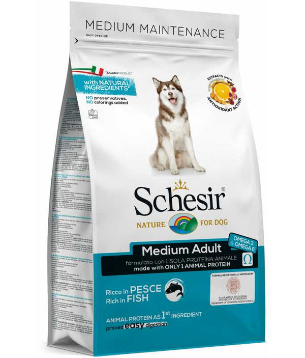 Schesir Dog Dry Food Maintenance Fish - Medium 3Kg - Shopivet.com