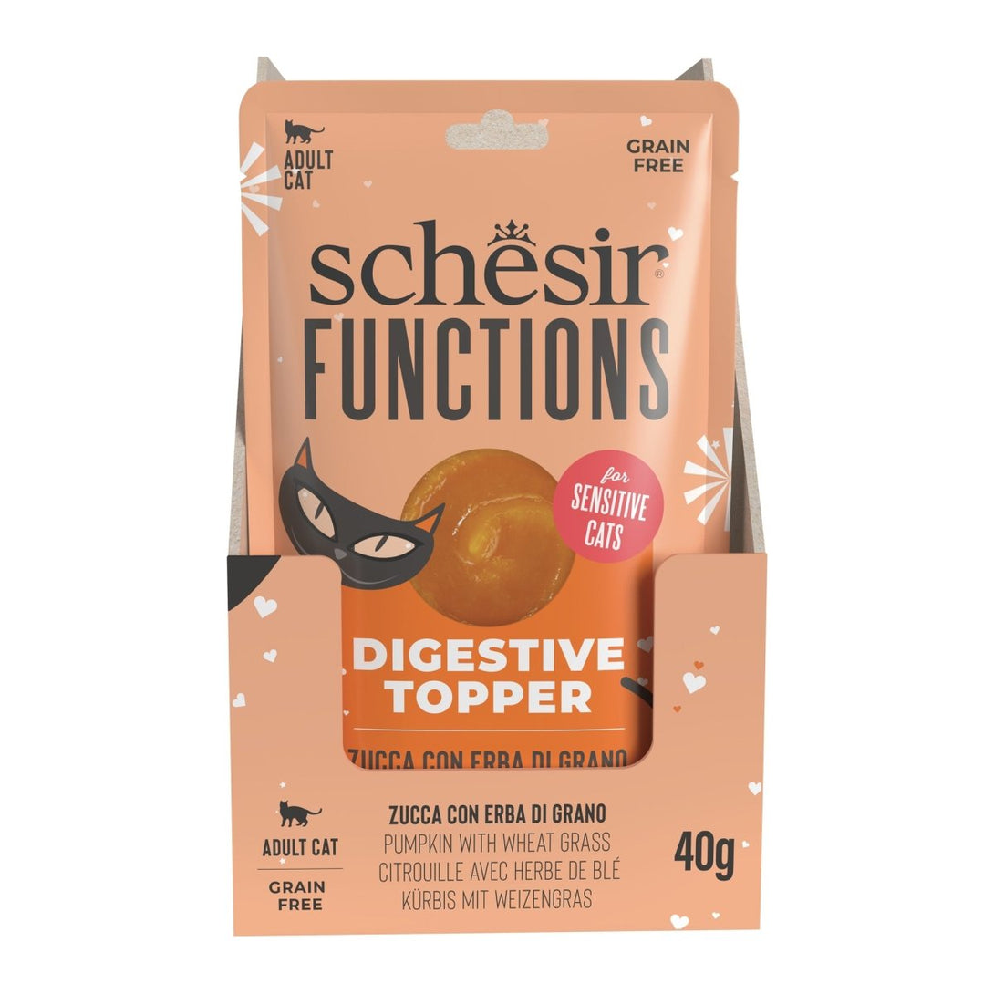 Schesir Functions Cat Pouch Digestive Topper Pumpkin With Wheat Grass 40g - Shopivet.com