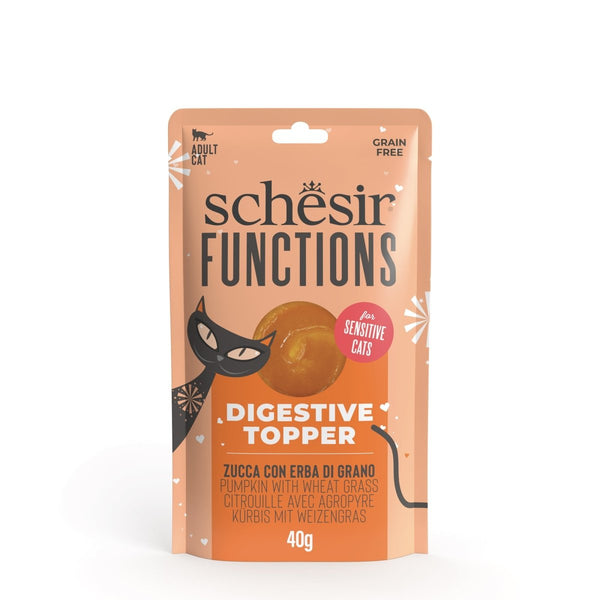 Schesir Functions Cat Pouch Digestive Topper Pumpkin With Wheat Grass 40g - Shopivet.com