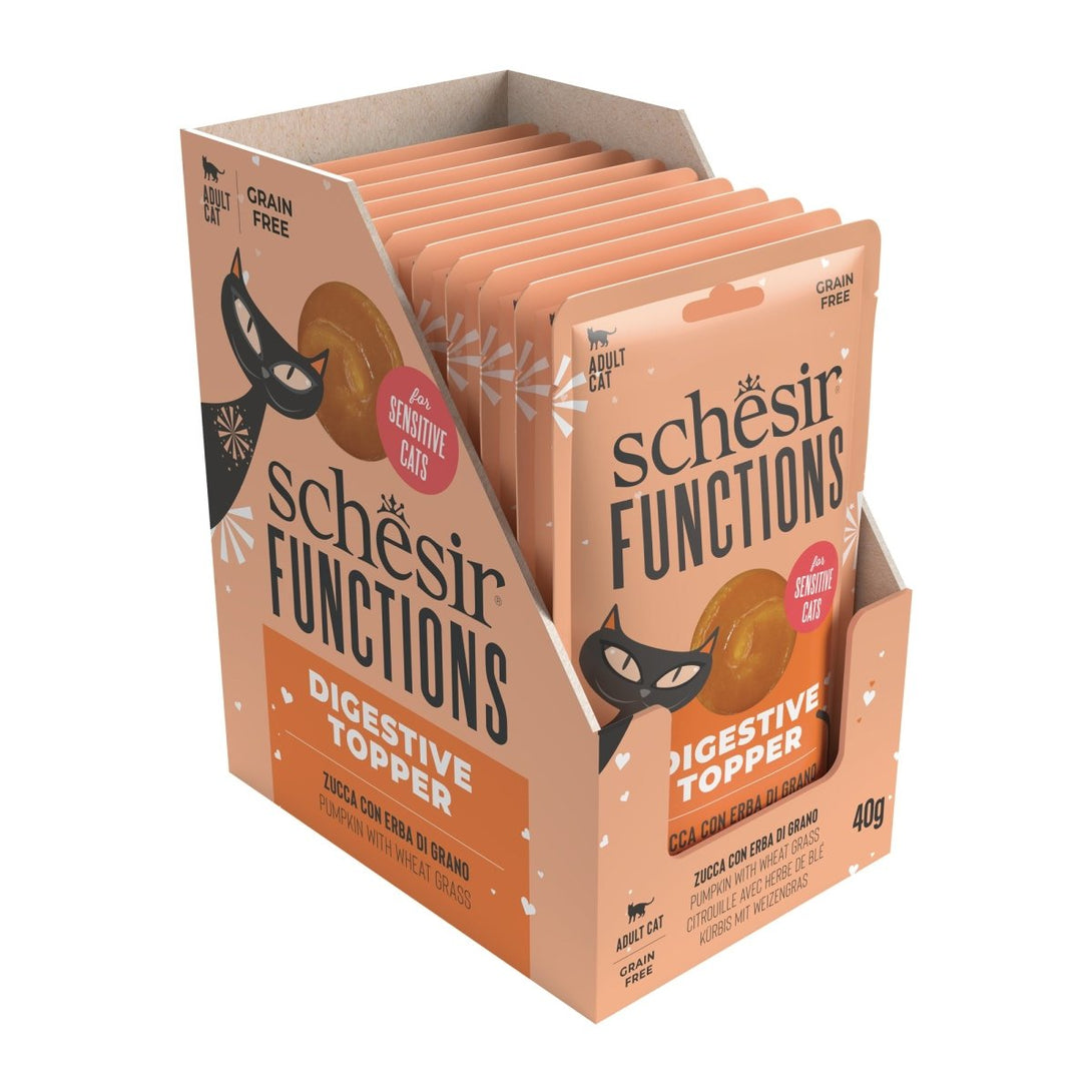 Schesir Functions Cat Pouch Digestive Topper Pumpkin With Wheat Grass 40g - Shopivet.com