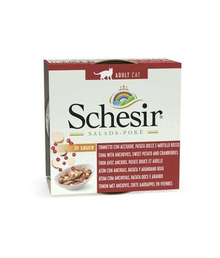 Schesir Salad Cat Wet Food Tuna and Anchovy with Sweet Potatoes and Cranberries - (Min Order 85g - 14pcs)[Weight - 85g] - Shopivet.com