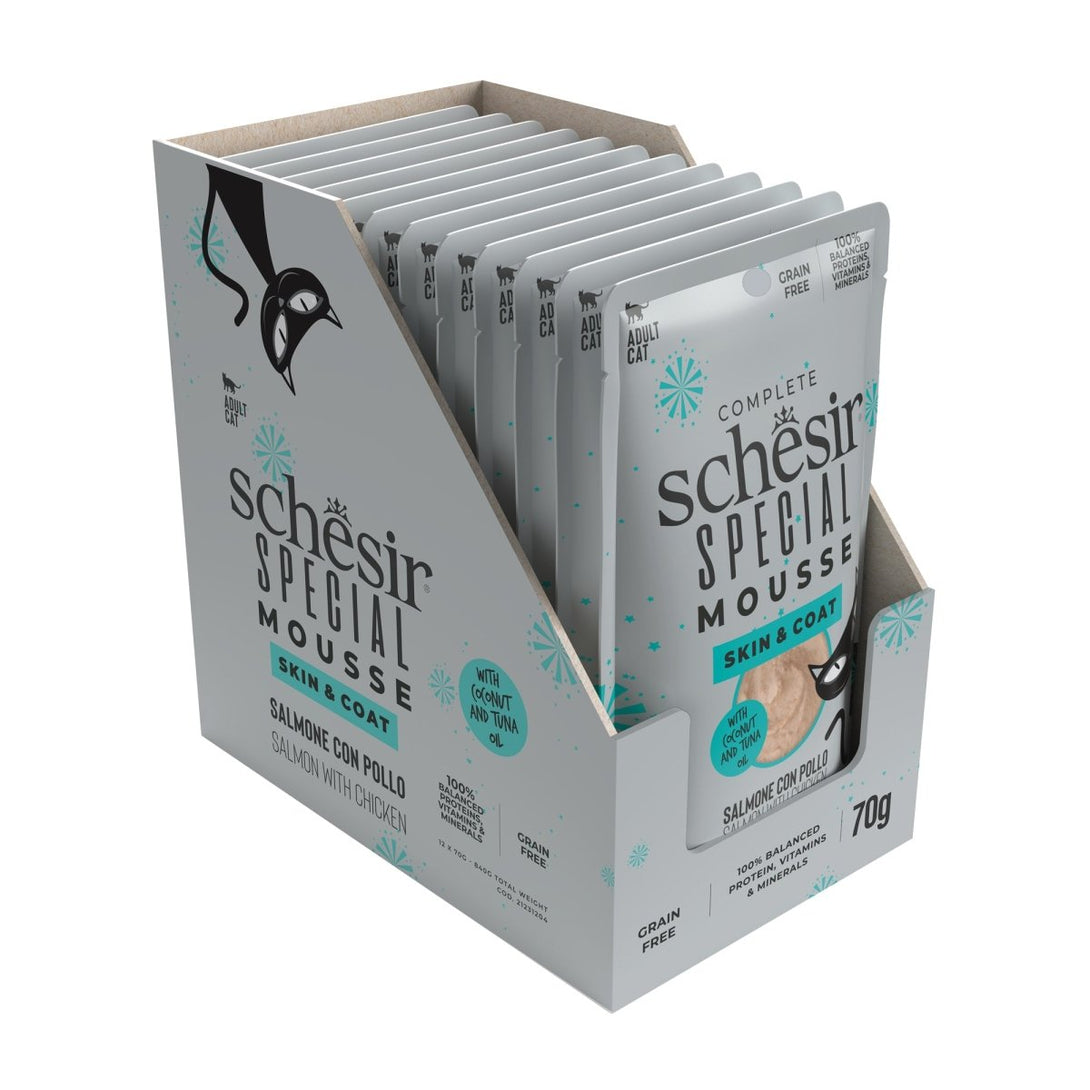 Schesir Special Mousse (Skin & Coat) For Cat - Salmon With Chicken 70g - Shopivet.com