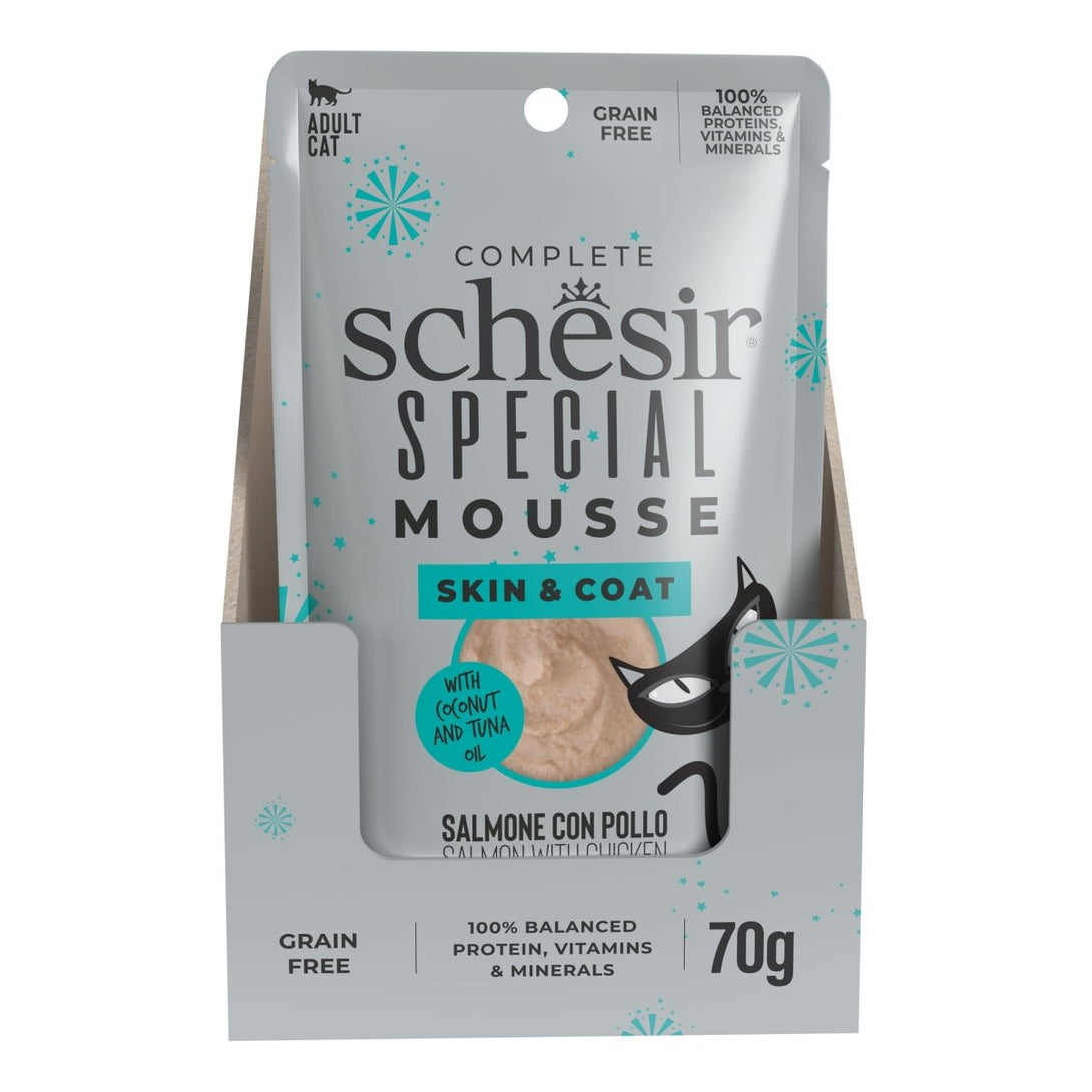 Schesir Special Mousse (Skin & Coat) For Cat - Salmon With Chicken 70g - Shopivet.com