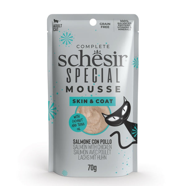 Schesir Special Mousse (Skin & Coat) For Cat - Salmon With Chicken 70g - Shopivet.com