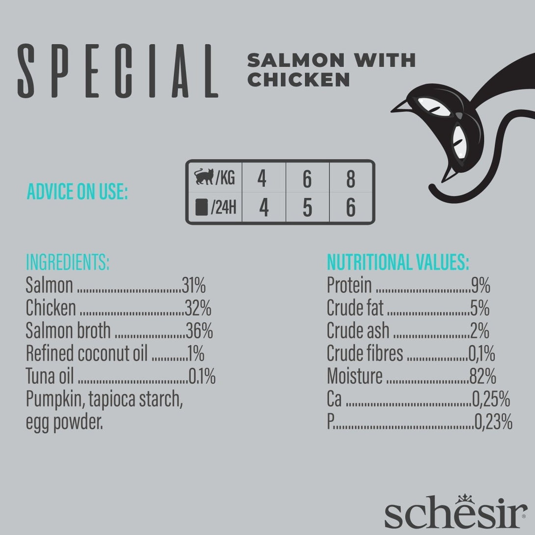 Schesir Special Mousse (Skin & Coat) For Cat - Salmon With Chicken 70g - Shopivet.com