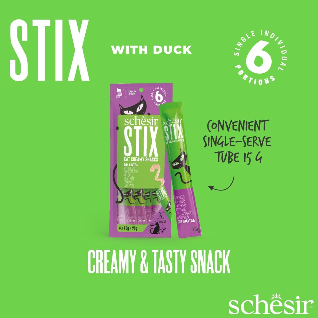 Schesir Stix Treat For Cat In Cream 6x15g - Shopivet.com