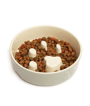 Scruffs Icon Slow Feeder Cream Pet Bowl 20cm - Cream 20cm - Shopivet.com