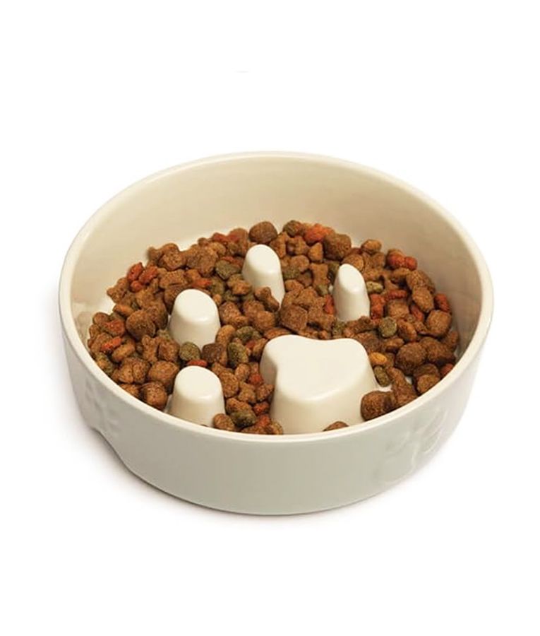 Scruffs Icon Slow Feeder Cream Pet Bowl 20cm - Cream 20cm - Shopivet.com