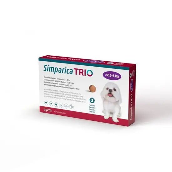 Simparica TRIO 2.5 - 5kg 3Doses - Shopivet.com