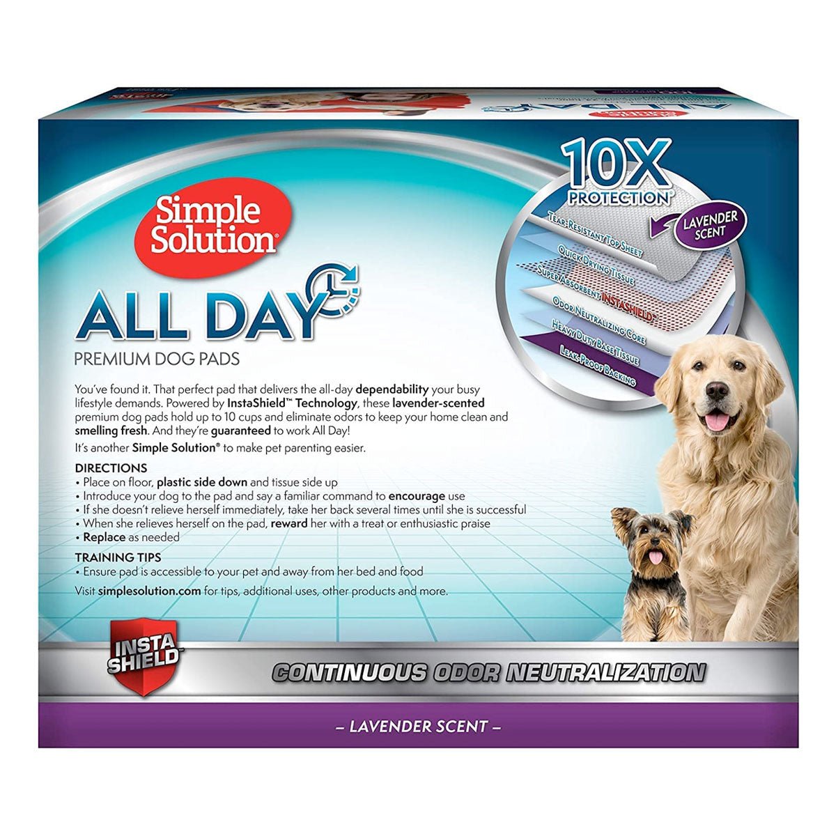 Simple Solution All Day Premium Dog Pads, Lavender Scent, 23″ x 24″ – Pack of 100 - Shopivet.com