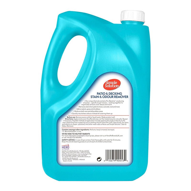 Simple Solution Patio and Decking Pet Stain and Odour Remover, 4 L - Shopivet.com