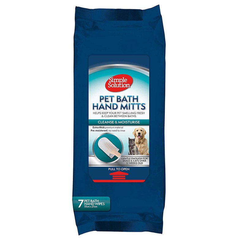 Simple Solution Pet Bath Hand Mitts 7 handwipes 17cmx28cm - Shopivet.com