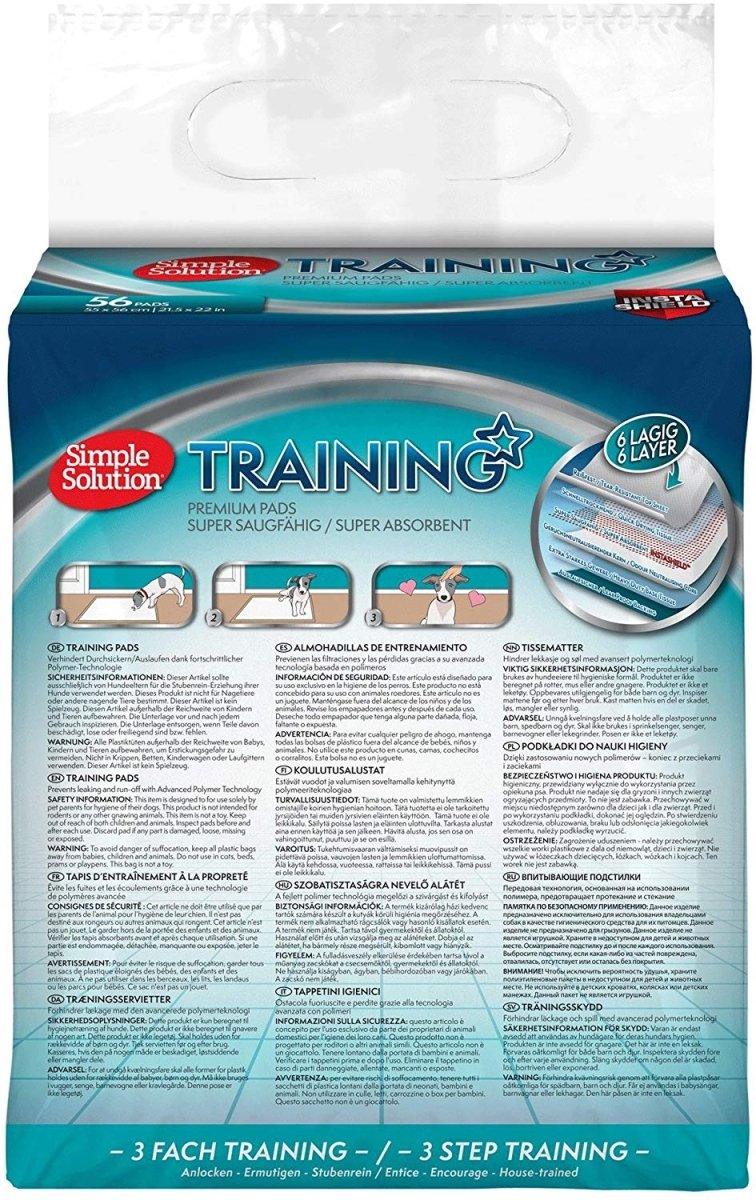 Simple Solution Premium Dog and Puppy Training Pads – 56 Pads - Shopivet.com