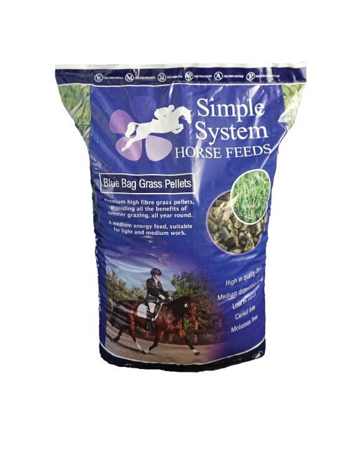 Simple System Blue Bag Grass Pellets - 20KG - Shopivet.com