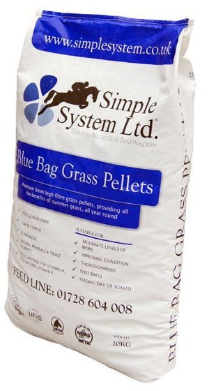 Simple System Blue Bag Grass Pellets - 20KG - Shopivet.com