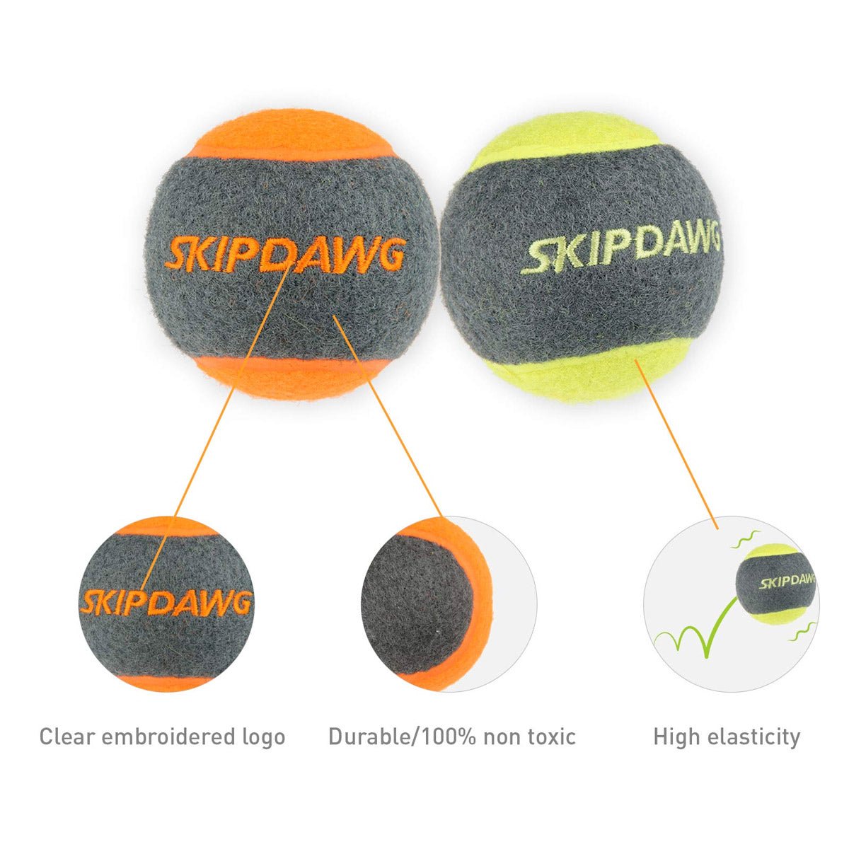 SKIPDAWG Squeaky Dog Tennis Balls (Pack of 4) - Shopivet.com