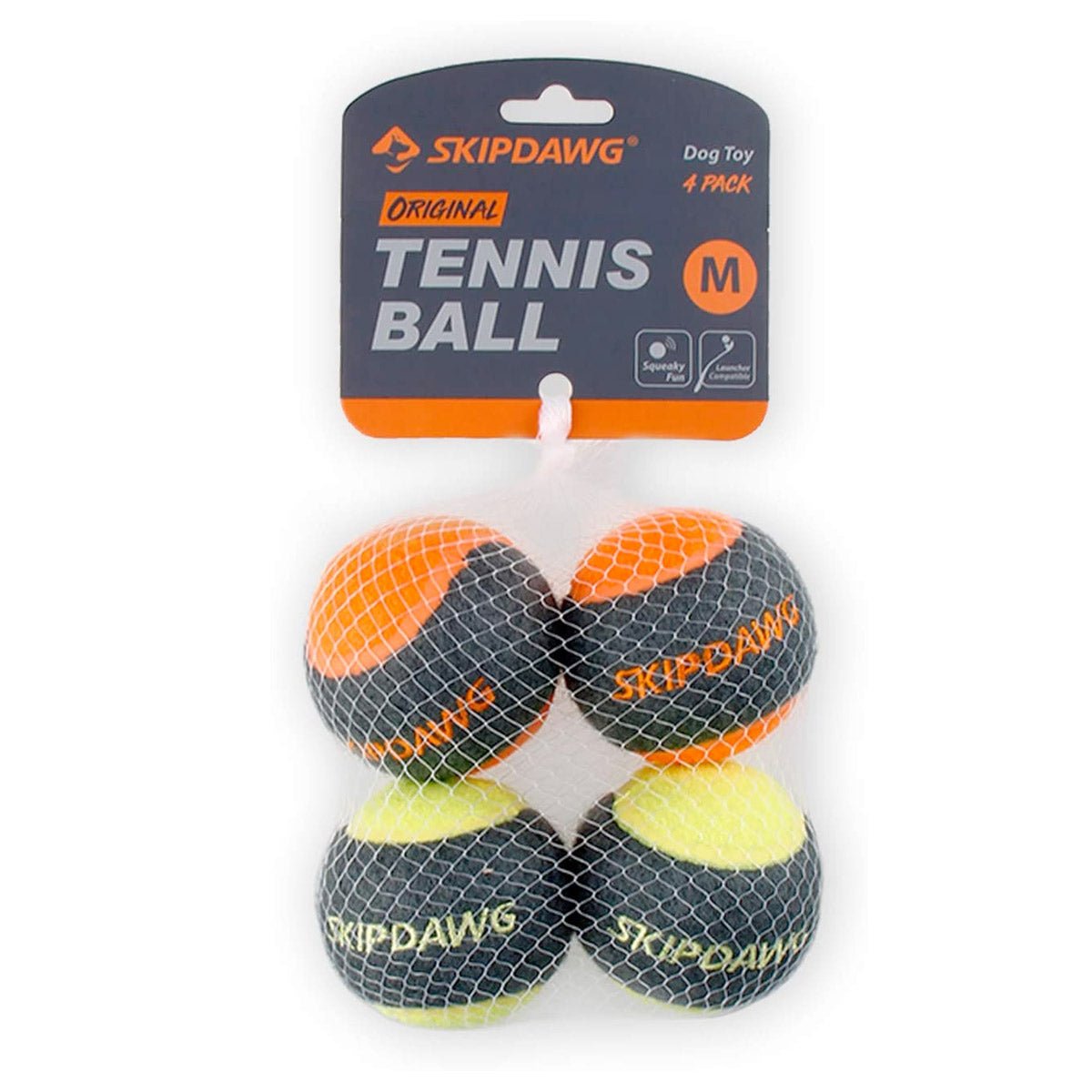 SKIPDAWG Squeaky Dog Tennis Balls (Pack of 4) - Shopivet.com