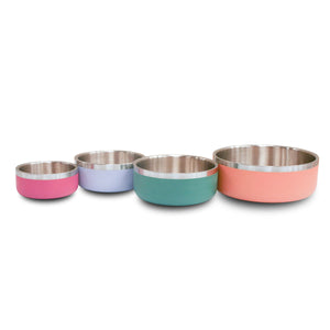 Saluki Stainless Steel Double Wall Dog Bowls - light-purple - 2200 ML