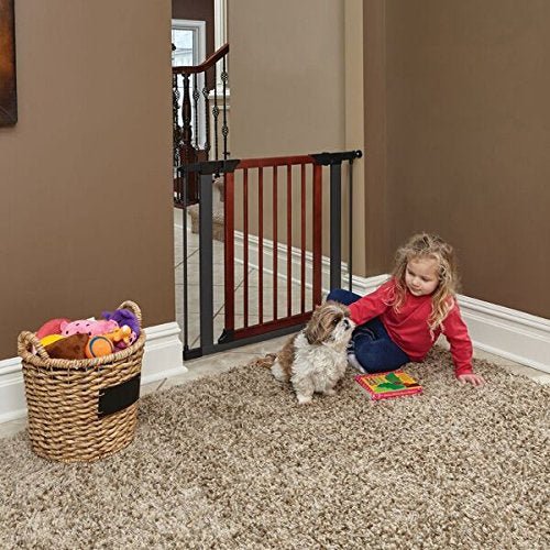 Steel Pet Gate with Decorative Wood Door - 29" - Shopivet.com