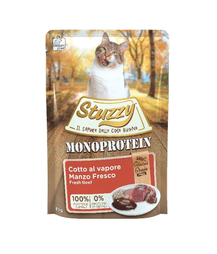 Stuzzy Cat Pouch Grain Free Monoprotein Beef (Min Order 85g - 16pcs)[Weight - 85g] - Shopivet.com
