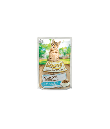 Stuzzy Cat Shreds with White Fish 85g (Min Order 85g – 24pcs)[Weight - 85g] - Shopivet.com