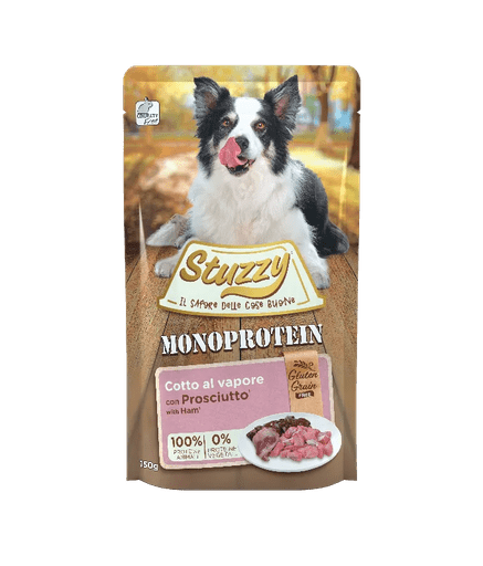 Stuzzy Dog Pouch Grain Free Monoprotein Ham (Min Order 150g - 12pcs)[Weight - 150g] - Shopivet.com
