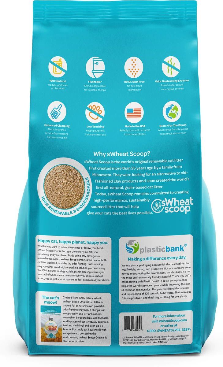 sWheat Scoop Original All Natural Wheat Blend Fast Clumping Cat Litter - 5.44KG - Shopivet.com