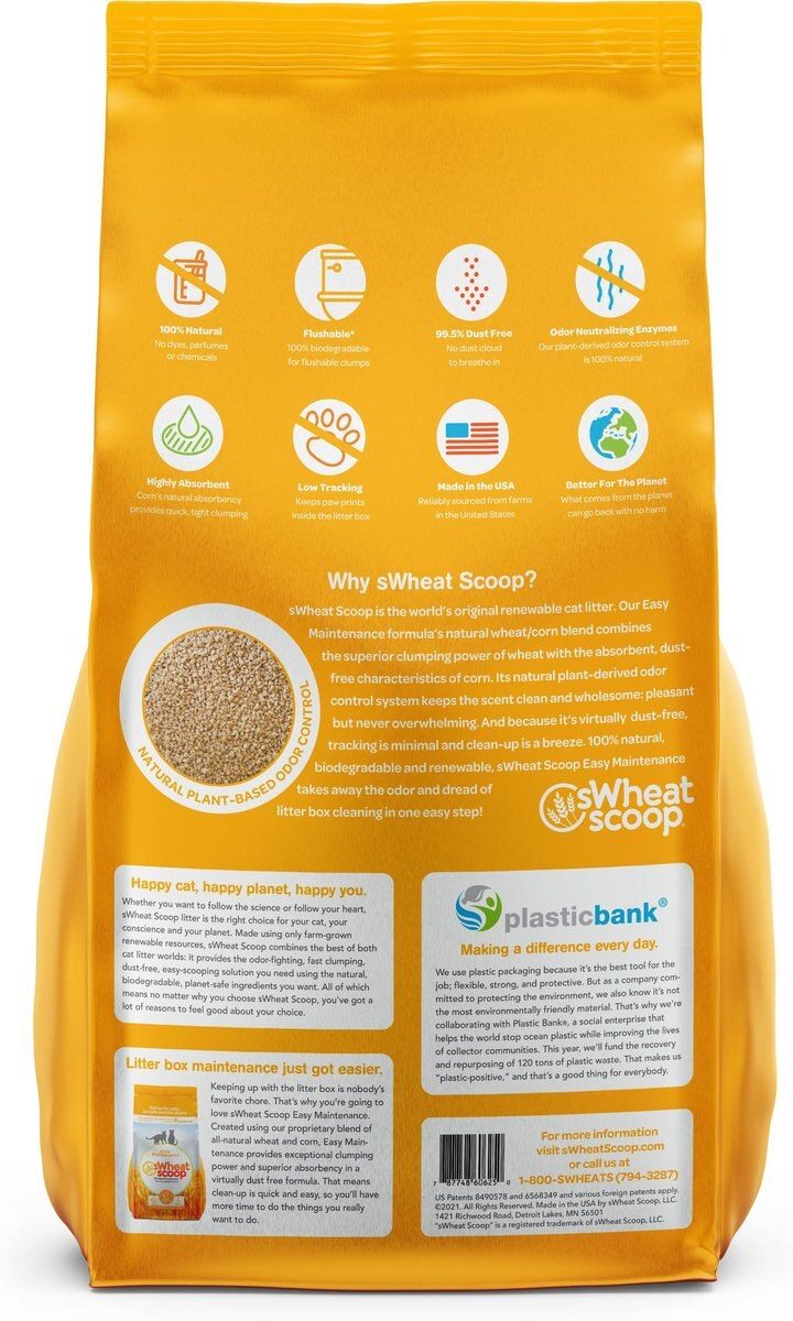 sWheat Scoop Wheat & Corn Blend Natural Easy Maintenance Fast Clumping Cat Litter - 11.33KG - Shopivet.com
