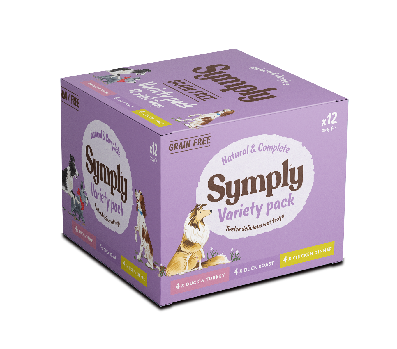 Symply Duck & Turkey, Duck Roast, Chicken Dinner Variety Pack Wet Dog Food 12 x 395g -