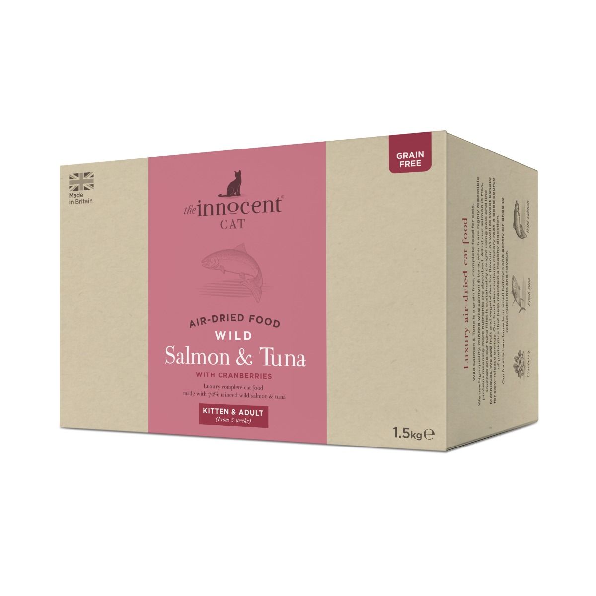 The Innocent Cat Air - Dried Salmon & Tuna with Cranberry Kitten & Adult Dry Cat Food 1.5kg - 1.5kg - Shopivet.com