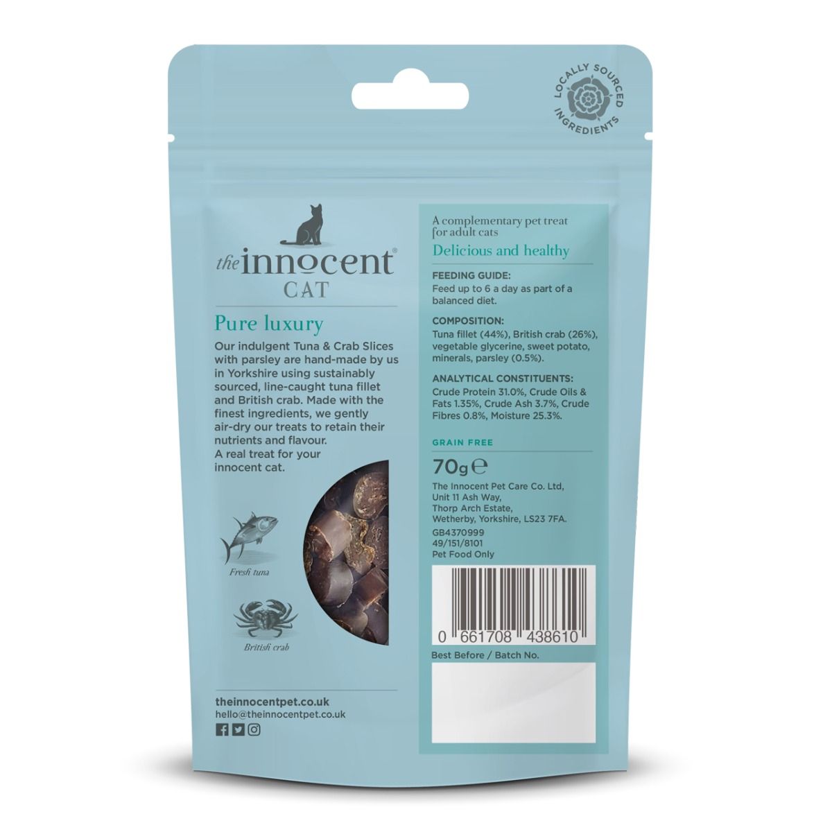 The Innocent Cat Tuna & Crab Slices with Parsley Grain - Free Cat Treats 70g - 70g - Shopivet.com