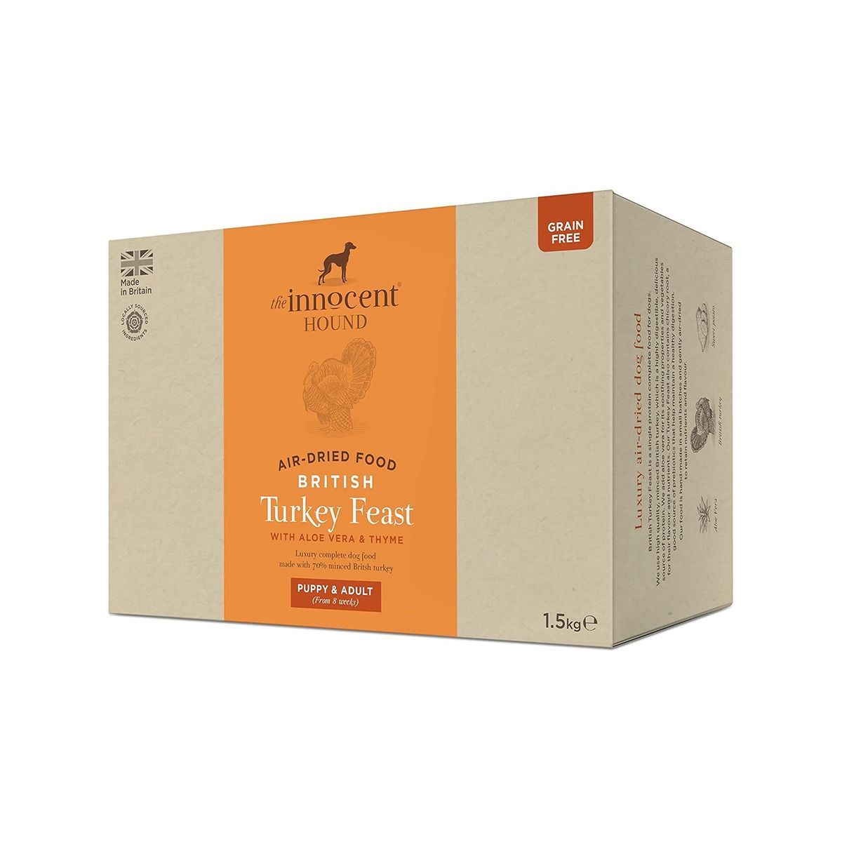 The Innocent Hound Air - Dried British Turkey Feast with Aloe Vera & Thyme Puppy & Adult Dry Dog Food - 1.5kg - Shopivet.com