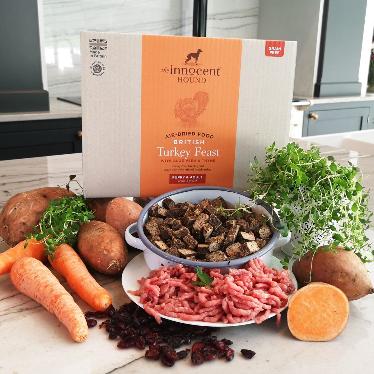 The Innocent Hound Air - Dried British Turkey Feast with Aloe Vera & Thyme Puppy & Adult Dry Dog Food - 3kg - Shopivet.com