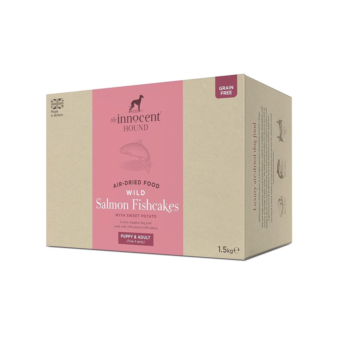 The Innocent Hound Air - Dried Wild Salmon Fishcakes with Sweet Potato Puppy & Adult Dry Dog Food - 1.5kg - Shopivet.com