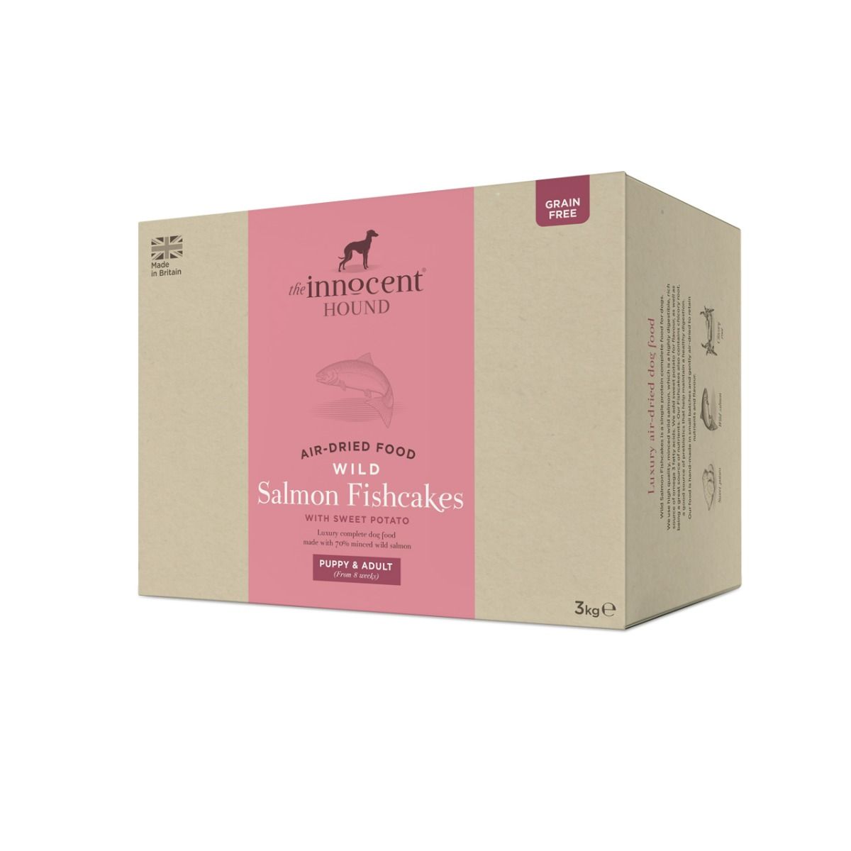 The Innocent Hound Air - Dried Wild Salmon Fishcakes with Sweet Potato Puppy & Adult Dry Dog Food - 3kg - Shopivet.com