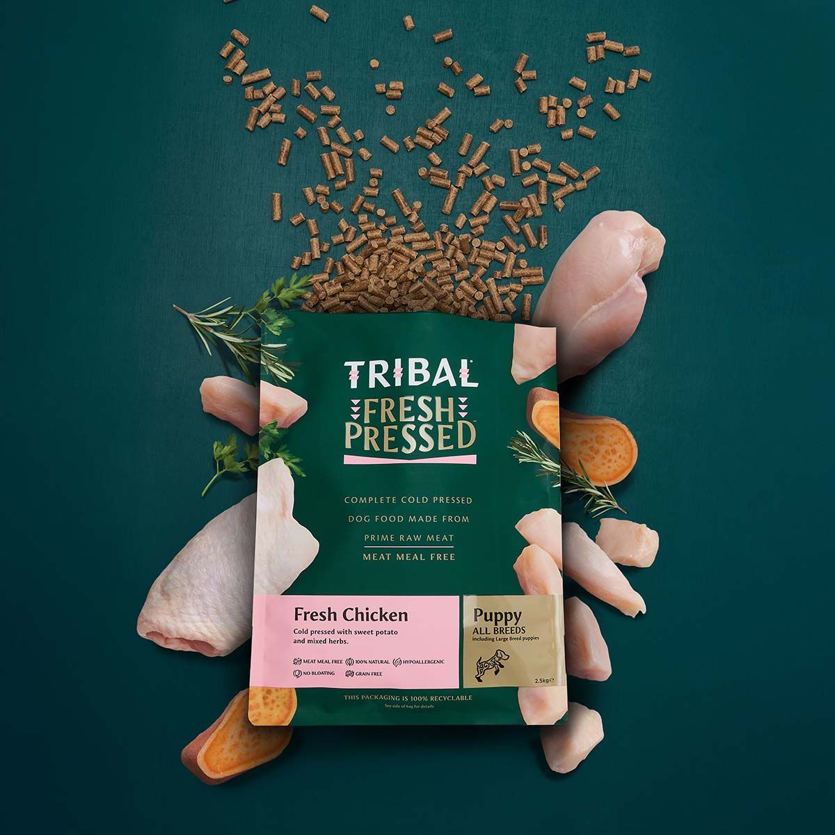 Tribal Fresh Pressed Complete Fresh Chicken Puppy Dry Dog Food - 5kg - Shopivet.com