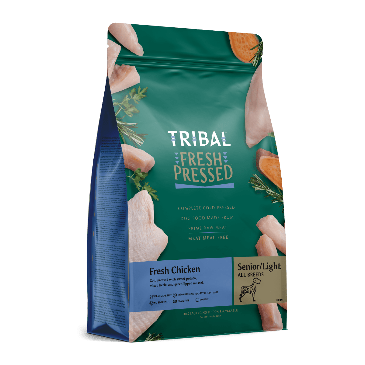 Tribal Fresh Pressed Complete Fresh Chicken Senior/Light Dry Dog Food - 2.5kg - Shopivet.com