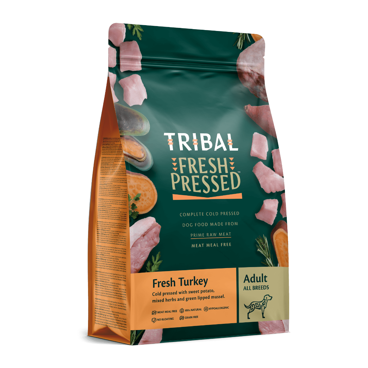 Tribal Fresh Pressed Complete Fresh Turkey Adult Dry Dog Food - 2.5kg - Shopivet.com