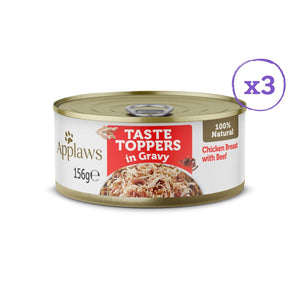 Applaws Taste Toppers in Gravy Chicken Selection Wet Dog Food 8 x 156g Tins -