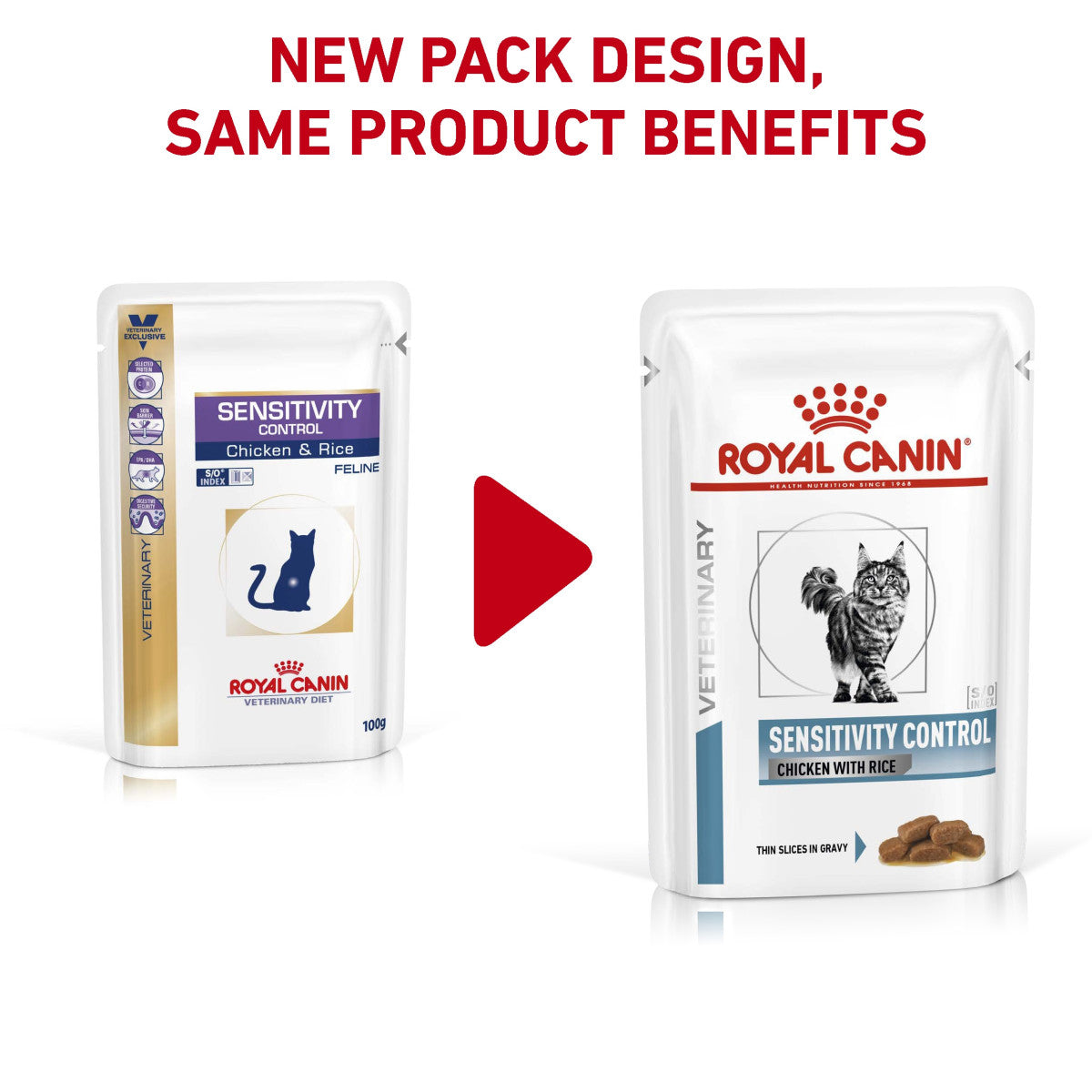 Vet Health Nutrition Feline Sensitivity Control Chicken & Rice (Wet Food - Pouches) 12 x 85 g