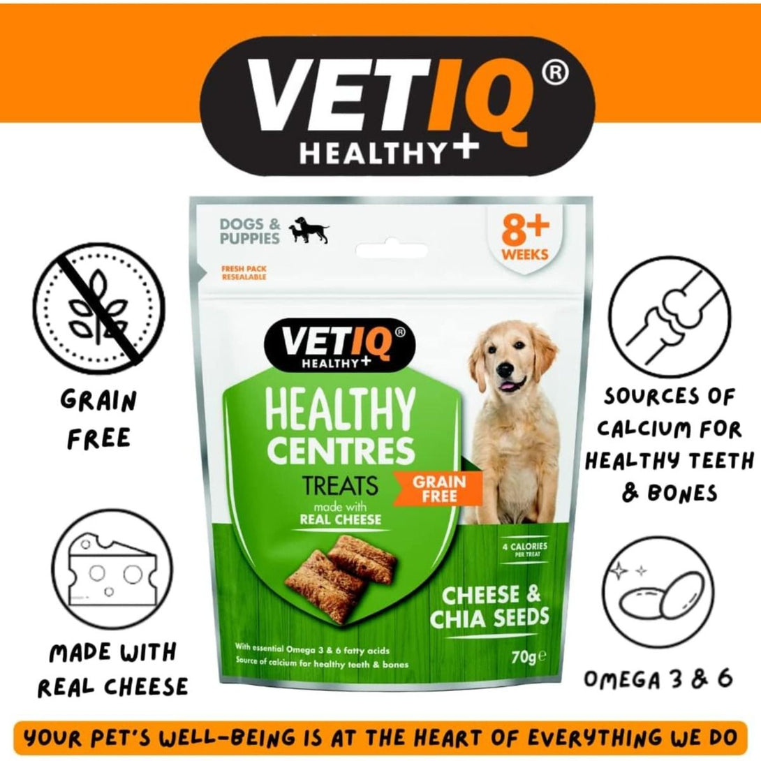 VetIQ Healthy Centres Cheese & Chia Seeds Dog Treats 70g - 70g - Shopivet.com