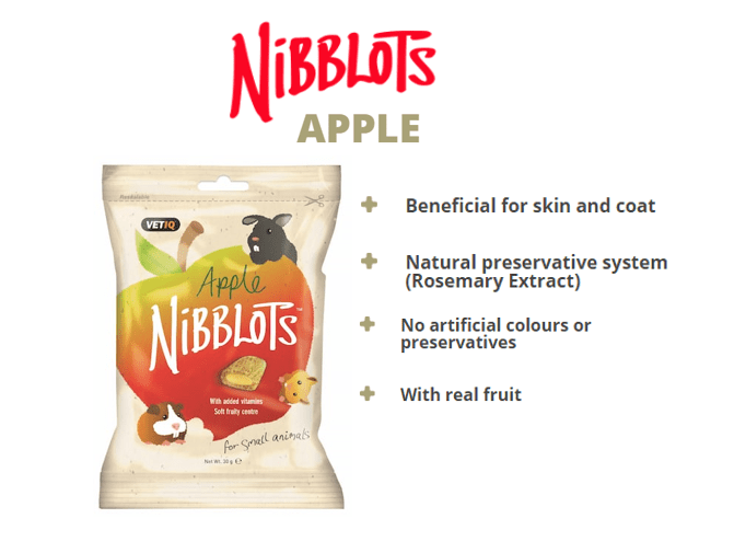 VetiQ Nibblots Apple Small Animal Treats 30g - 30g - Shopivet.com