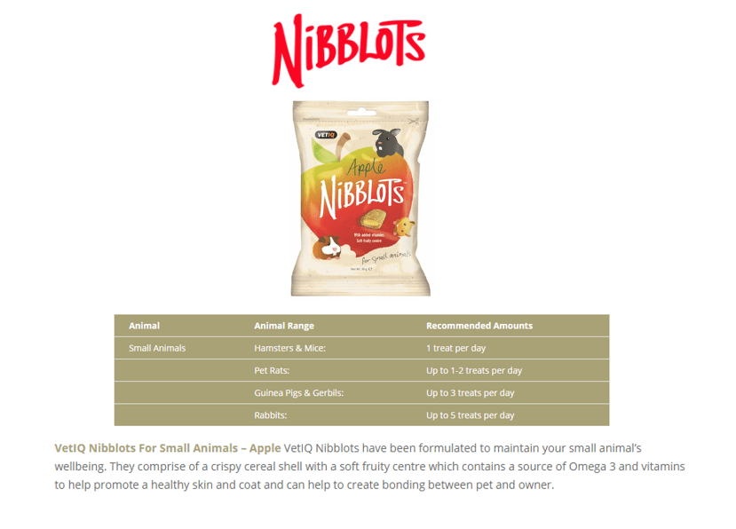VetiQ Nibblots Apple Small Animal Treats 30g - 30g - Shopivet.com