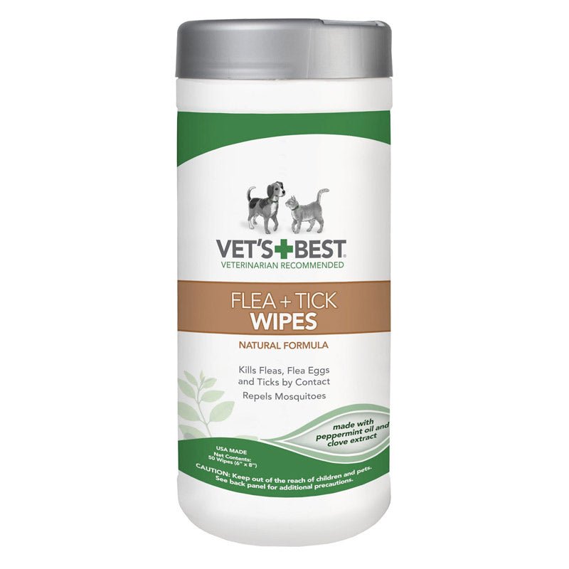 Vet’s Best Flea + Tick Dog & Cat Wipes, 50 count - Shopivet.com