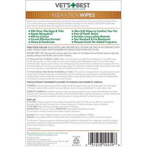 Vet’s Best Flea + Tick Dog & Cat Wipes, 50 count - Shopivet.com