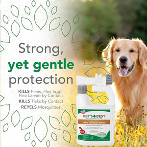 Vet’s Best Flea + Tick Yard & Kennel Spray (32 oz) - Shopivet.com