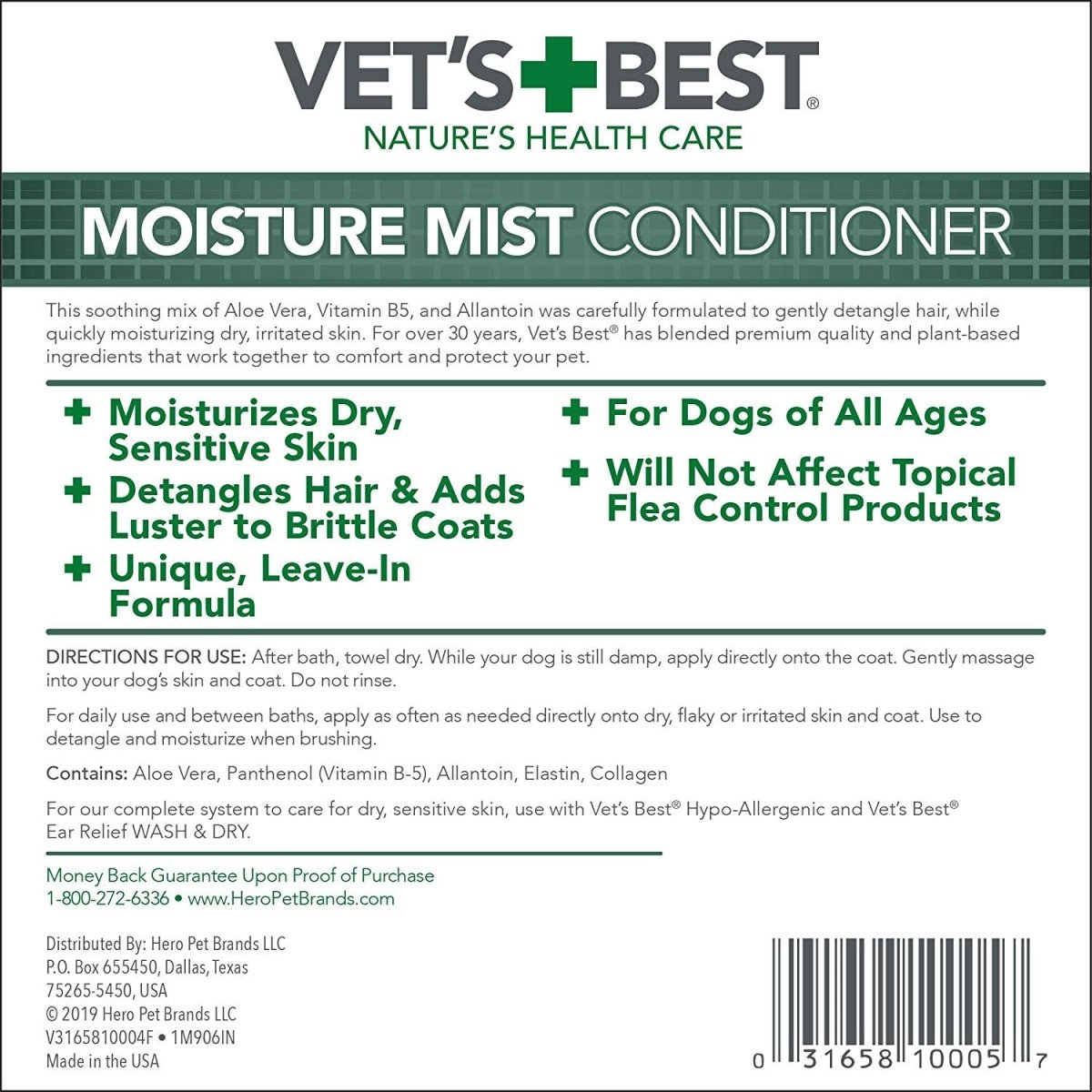 Vet’s Best Moisture Mist Conditioner (16oz) - Shopivet.com