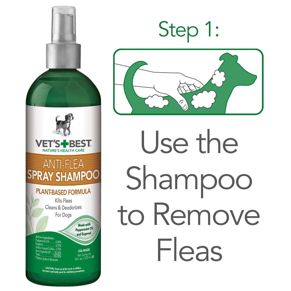 Vet’s Best Natural Anti - Flea Easy Spray Shampoo (16 oz) - Shopivet.com