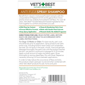 Vet’s Best Natural Anti - Flea Easy Spray Shampoo (16 oz) - Shopivet.com